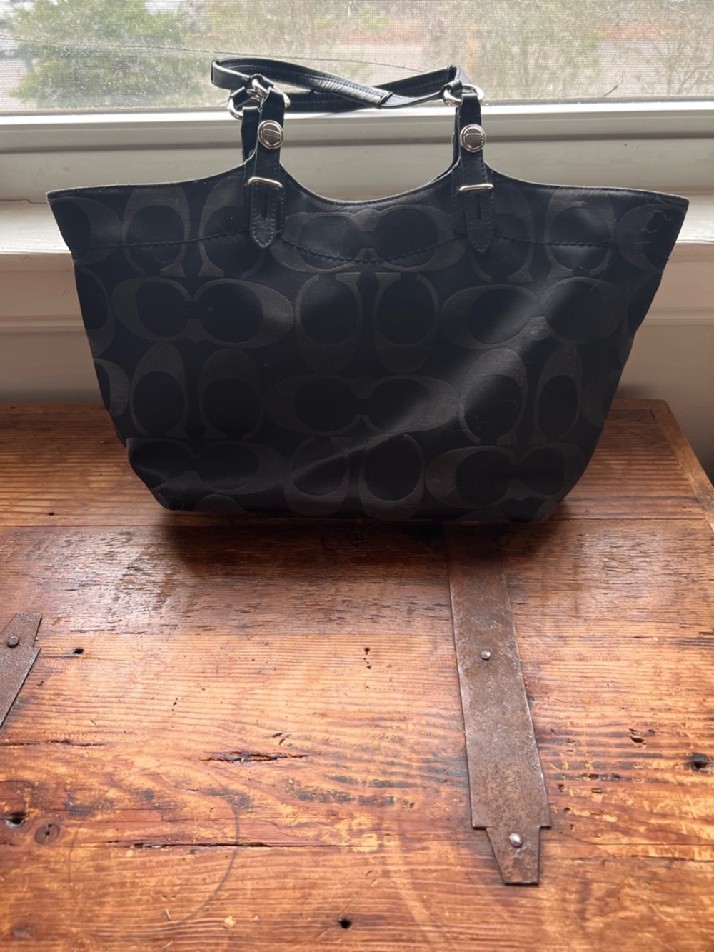 Coach Black Signature Canvas Shoulder Tote